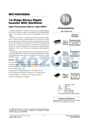 MC74HC4060A datasheet - 14−Stage Binary Ripple Counter With Oscillator