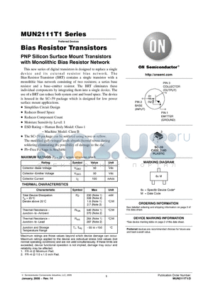 MUN2132T1 datasheet - Bias Resistor Transistor