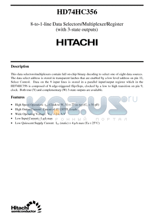 HD74HC356 datasheet - 8-to-1-line Data Selectors/Multiplexer/Register(with 3-state outputs)