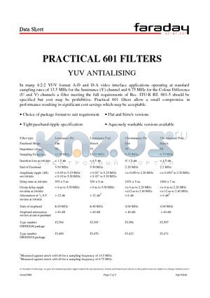 FL400 datasheet - PRACTICAL 601 FILTERS