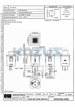 GPB554DL05BR datasheet - PUSH BUTTON SWITCH