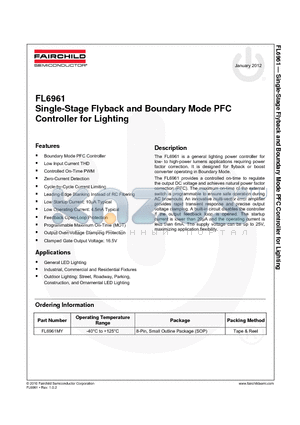 FL6961 datasheet - Single-Stage Flyback and Boundary Mode PFC Controller for Lighting