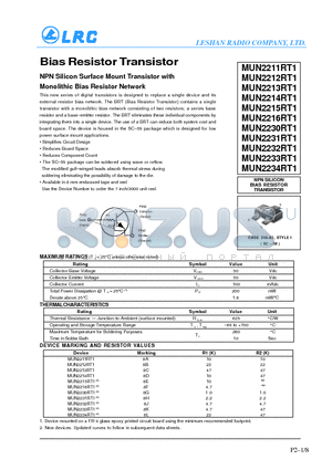 MUN2215RT1 datasheet - Bias Resistor Transistor