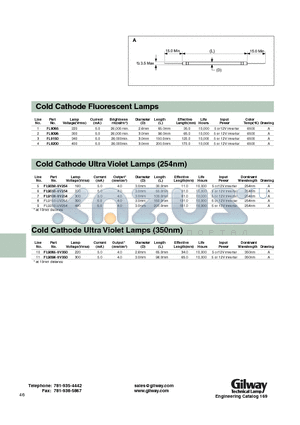 FL9050-UV254 datasheet - Cold Cathode Fluorescent Lamps