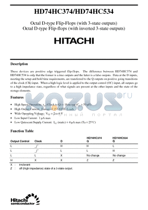 HD74HC534 datasheet - Octal D-type Flip-Flops (with 3-state outputs),Octal D-type Flip-flops (with inverted 3-state outputs)