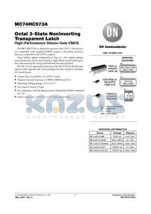 MC74HC573ADW datasheet - Octal 3-State Noninverting Transparent Latch