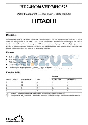 HD74HC563 datasheet - Octal Transparent Latches (with 3-state outputs)
