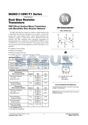 MUN511 datasheet - Dual Bias Resistor Transistors