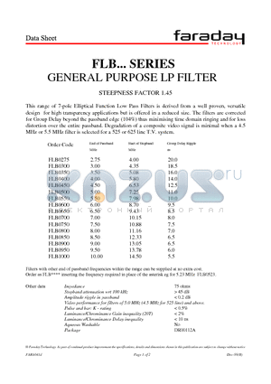 FLB0450 datasheet - GENERAL PURPOSE LP FILTER