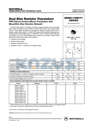 MUN5112DW1T1 datasheet - Dual Bias Resistor Transistors