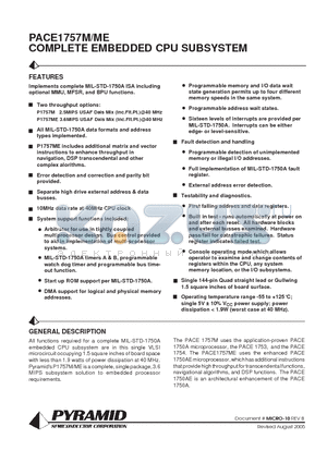 P1757ME-35QLM datasheet - COMPLETE EMBEDDED CPU SUBSYSTEM
