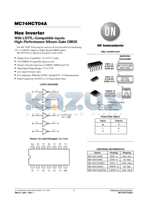 MC74HCT04AN datasheet - Hex Inverter