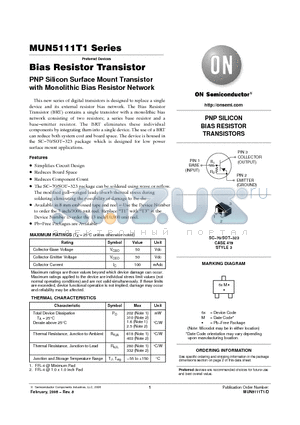 MUN5130T1 datasheet - Bias Resistor Transistor