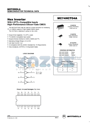 MC74HCT04T datasheet - With LSTTL-Compatible Inputs High-Performance Silicon-Gate CMOS