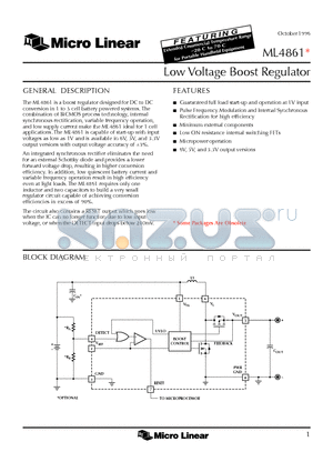 ML4861ES-6 datasheet - Low Voltage Boost Regulator