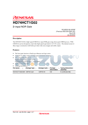 HD74HCT1G02CME datasheet - 2-input NOR Gate