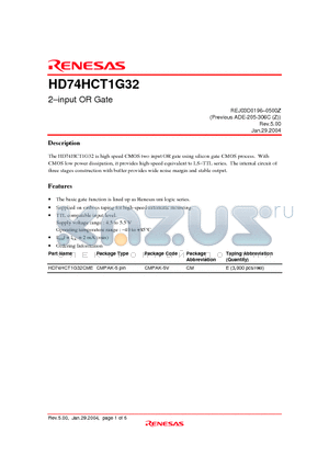 HD74HCT1G32 datasheet - High Speed CMOS two input OR gate Using Silicon Gate CMOS Process