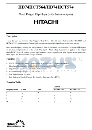 HD74HCT574 datasheet - Octal D-type Flip-Flops (with 3-state outputs)