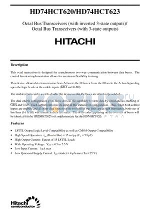 HD74HCT623 datasheet - Octal Bus Transceivers (with inverted 3-state outputs)/