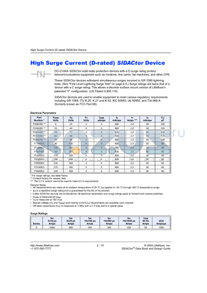 P1800SD datasheet - High Surge Current (D-rated) SIDACtor Device