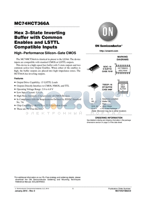 MC74HCT366ADR2G datasheet - Hex 3-State Inverting Buffer with Common Enables and LSTTL Compatible Inputs