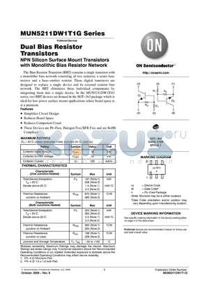 MUN5212DW1T1G datasheet - Dual Bias Resistor Transistors