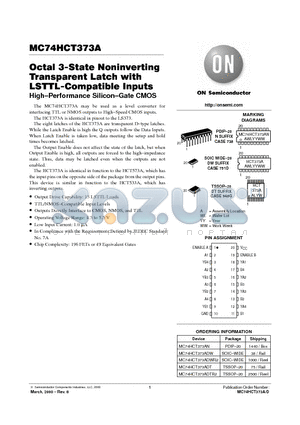 MC74HCT373 datasheet - Octal 3-State Noninverting Transceiver Latch with LSTTL-Compatible Inputs