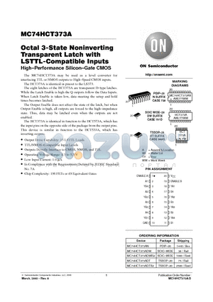 MC74HCT373ADW datasheet - Octal 3-State Noninverting Transceiver Latch with LSTTL-Compatible Inputs