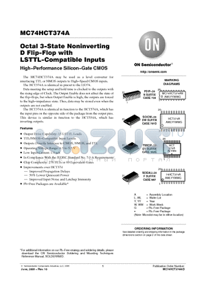 MC74HCT374ADW datasheet - Octal 3−State Noninverting D Flip−Flop with LSTTL−Compatible Inputs