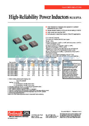 ML513PYA152MLZ datasheet - High-Reliability Power Inductors