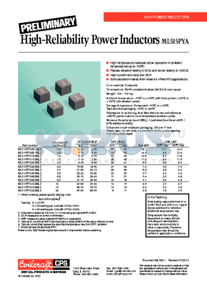 ML515PYA datasheet - High-Reliability Power Inductors