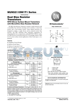 MUN5215DW1T1 datasheet - Dual Bias Resistor Transistors