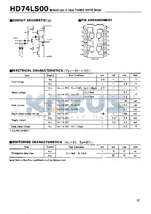 HD74LS12 datasheet - Ouadruple 2-input Positive NAND Gates