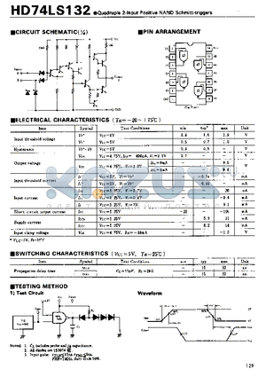 HD74LS132 datasheet - Quadruple 2-input Positive NAND Schmitt-triggers