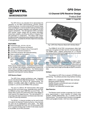 GPSORION datasheet - 12 Channel GPS Receiver Design Product Brief