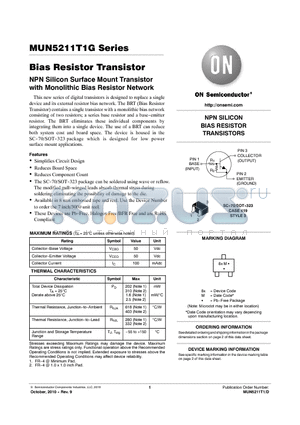 MUN5230T1G datasheet - Bias Resistor Transistor