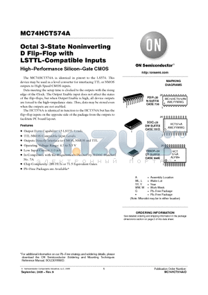 MC74HCT574ADWR2G datasheet - Octal 3−State Noninverting D Flip−Flop with LSTTL−Compatible Inputs