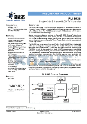 FLI8538 datasheet - Single-Chip Enhanced LCD TV Controller