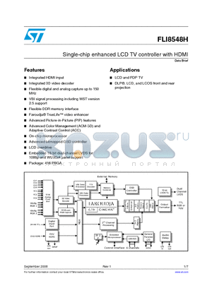 FLI8548H datasheet - Single-chip enhanced LCD TV controller with HDMI