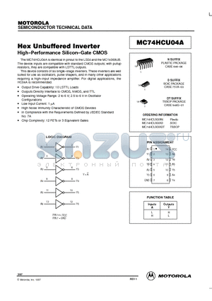 MC74HCU04AD datasheet - Hex Unbuffered Inverter