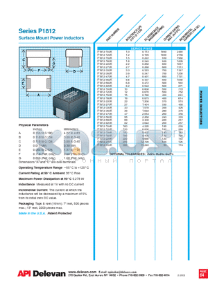 P1812 datasheet - Surface Mount Power Inductors