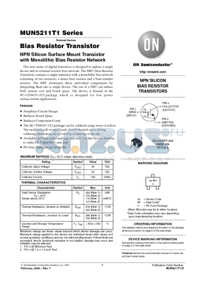 MUN5237T1G datasheet - Bias Resistor Transistor