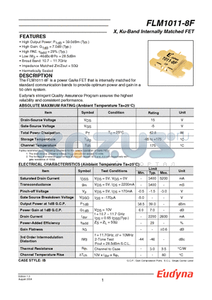 FLM1011-8F datasheet - X, Ku-Band Internally Matched FET