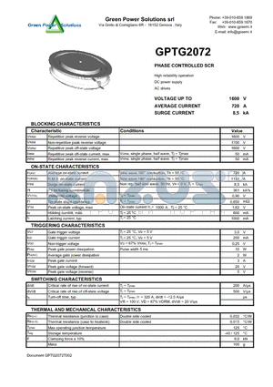 GPTG2072 datasheet - PHASE CONTROLLED SCR