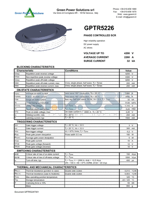 GPTR5226 datasheet - PHASE CONTROLLED SCR