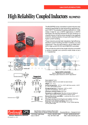 ML590PND154KLZ datasheet - High Reliability Coupled Inductors