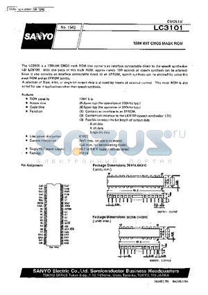 LC3101 datasheet - 128K-BIT CMOS MASK ROM