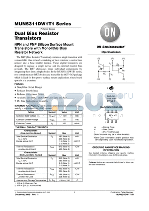 MUN5335DW1T1 datasheet - Dual Bias Resistor Transistors