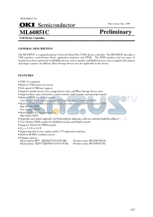 ML60851C datasheet - USB Device Controller