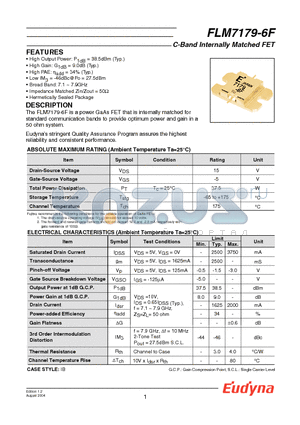 FLM7179-6F datasheet - C-Band Internally Matched FET